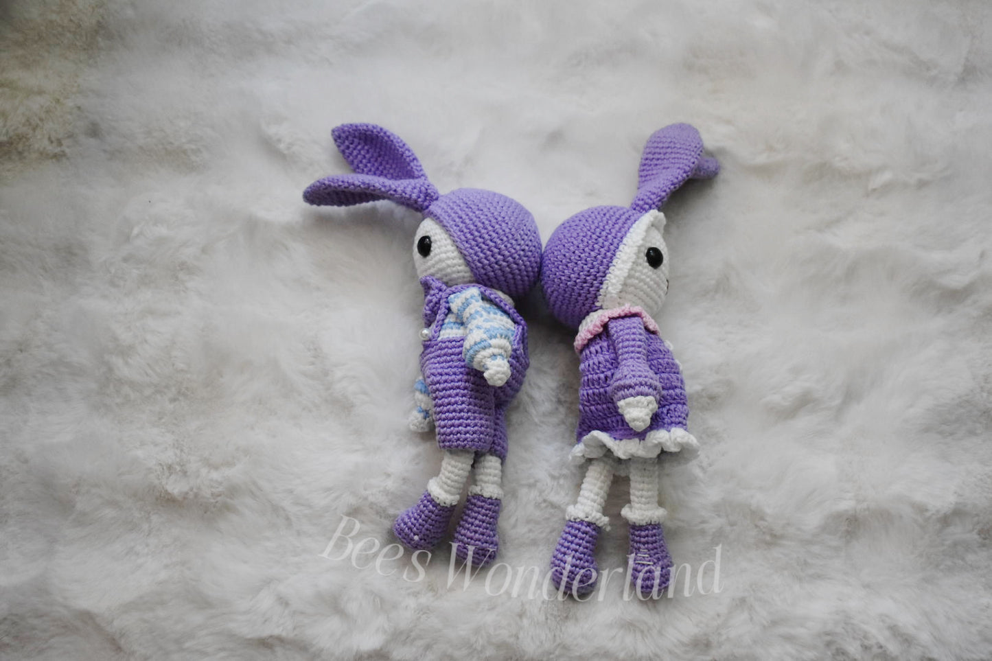 10 inches Crocheted purple Bunny