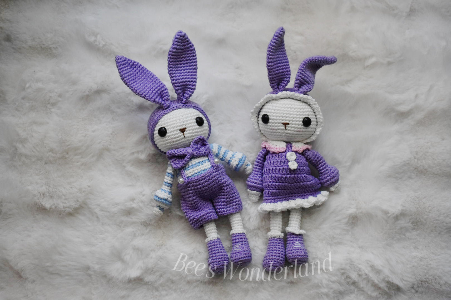 10 inches Crocheted purple Bunny