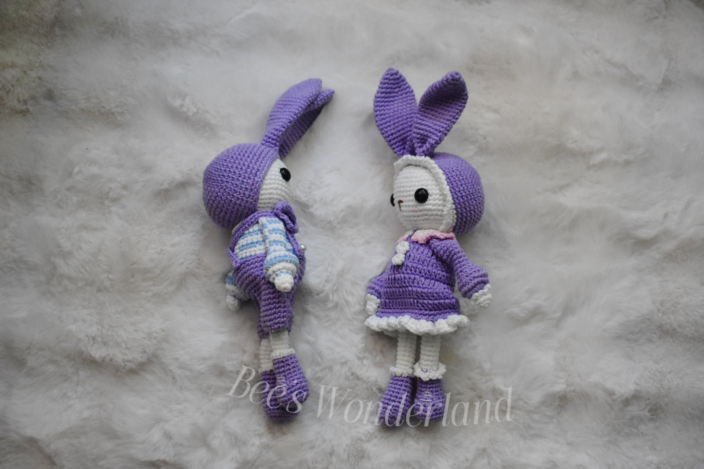10 inches Crocheted purple Bunny
