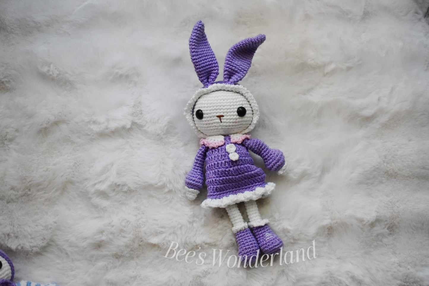 10 inches Crocheted purple Bunny