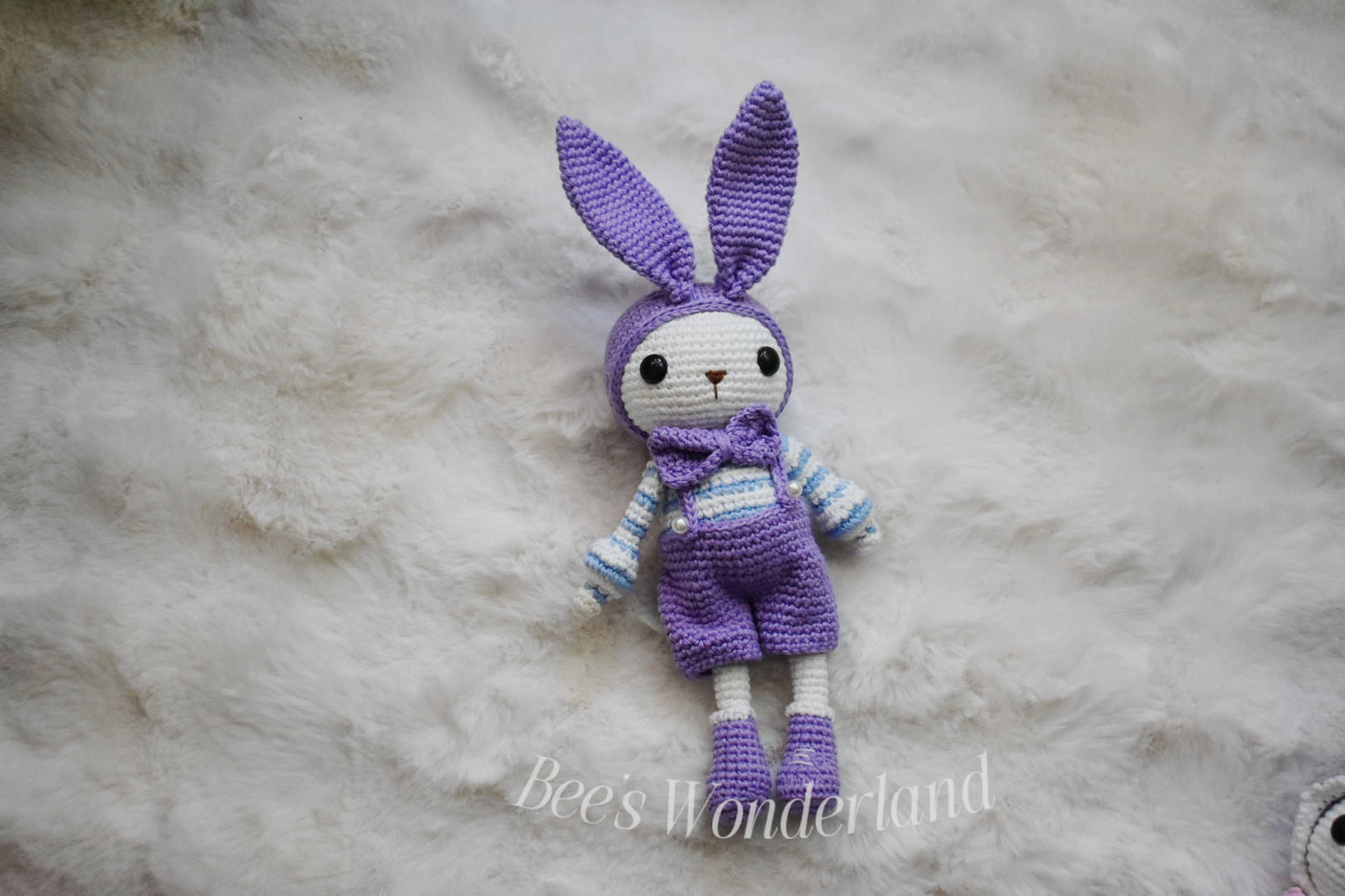 10 inches Crocheted purple Bunny