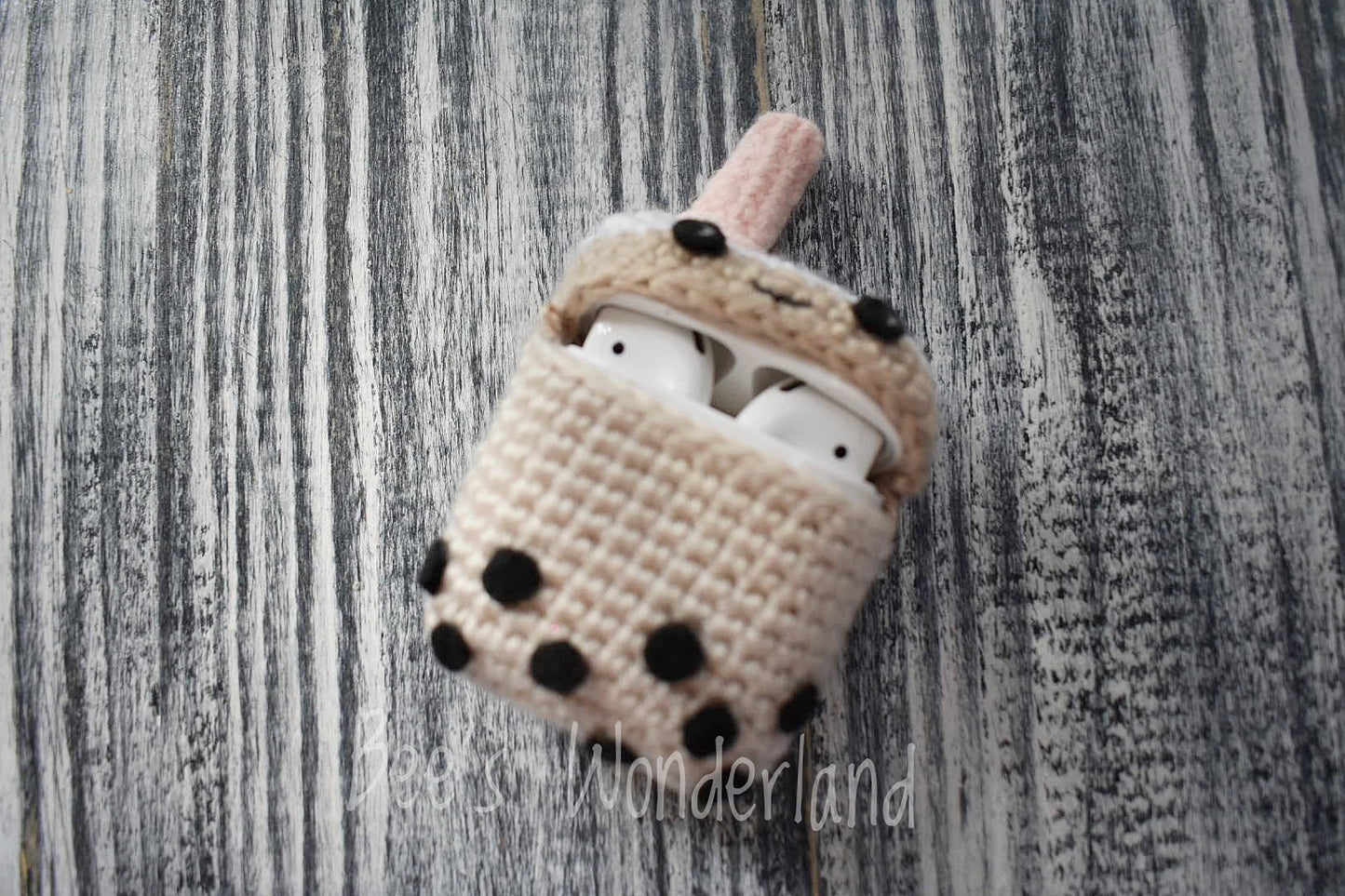 Milk tea AirPod case, Crochet AirPod case, Handmade case, cute cartoon characters, stocking stuffers, Boba AirPod case, Kawaii Airpod case