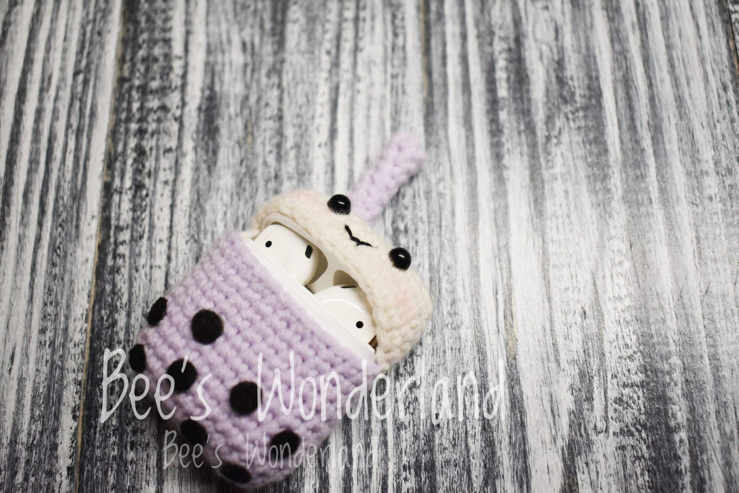 Taro AirPod case, Crochet AirPod case, Handmade case, cute cartoon characters, stocking stuffers, Boba AirPod case, Kawaii Airpod case