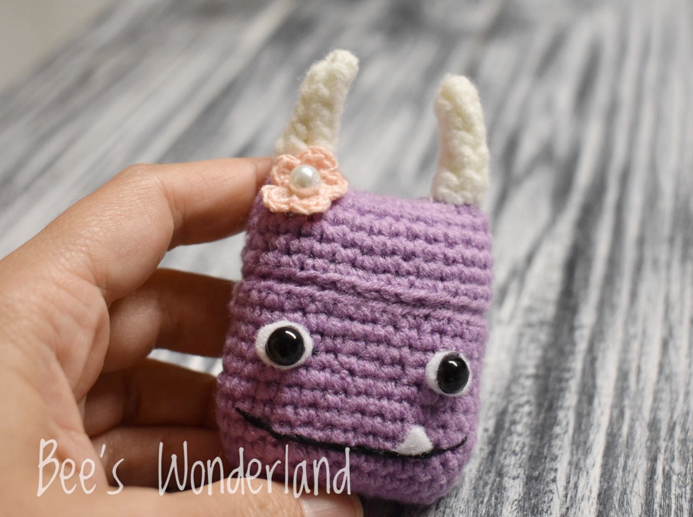 Monster Crochet, Crochet AirPod case, Handmade airpod case, stocking stuffers, Purple Airpod case, Kawaii Airpod case