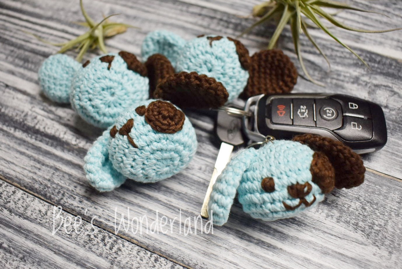 Puppy crocheted keychains