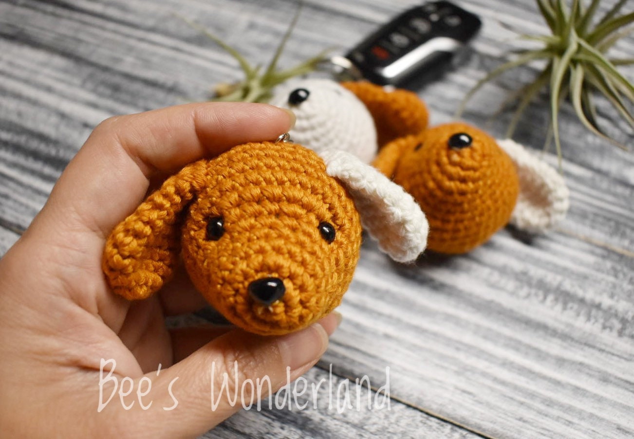 Puppy crocheted keychains
