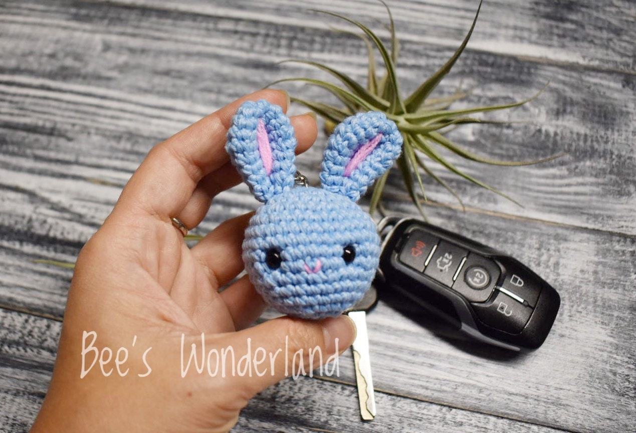 Crocheted bunny keychain