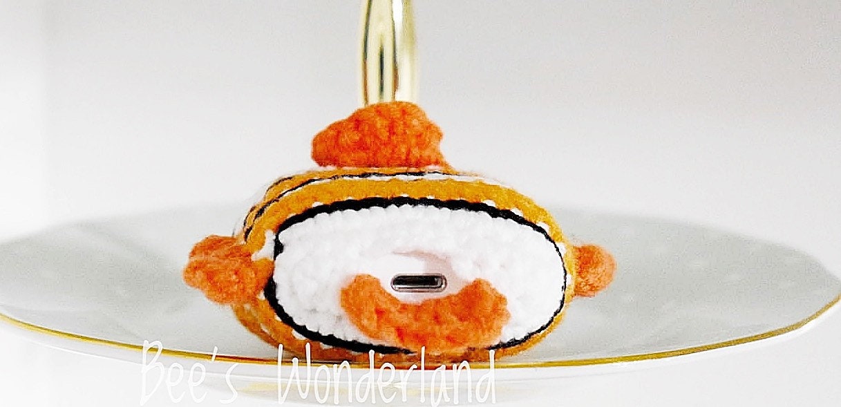 AirPod case, Crochet AirPod case, Handmade case, cute cartoon characters, stocking stuffers, Nemo AirPod case