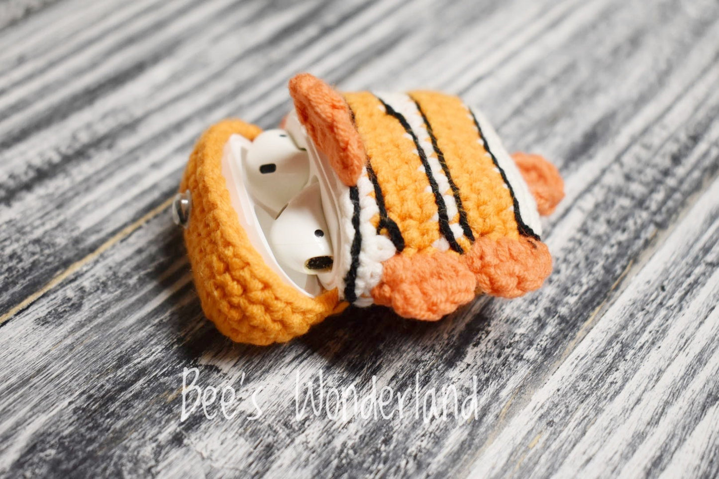 AirPod case, Crochet AirPod case, Handmade case, cute cartoon characters, stocking stuffers, Nemo AirPod case
