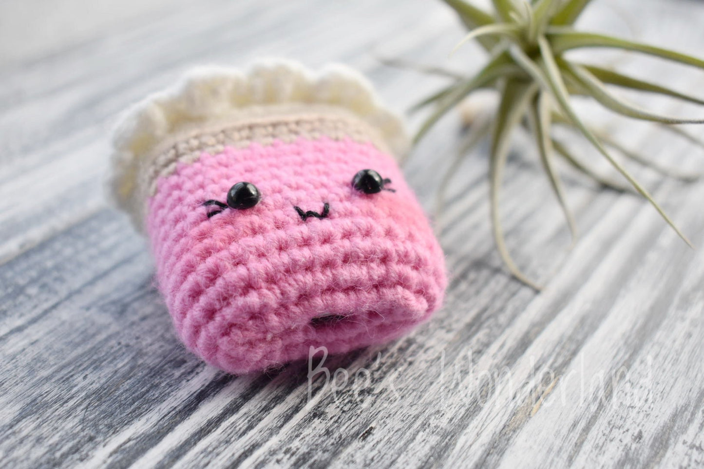 Kawaii Cupcake AirPod case, Crochet AirPod case, Handmade case, cute cartoon characters, stocking stuffers, pink AirPod case