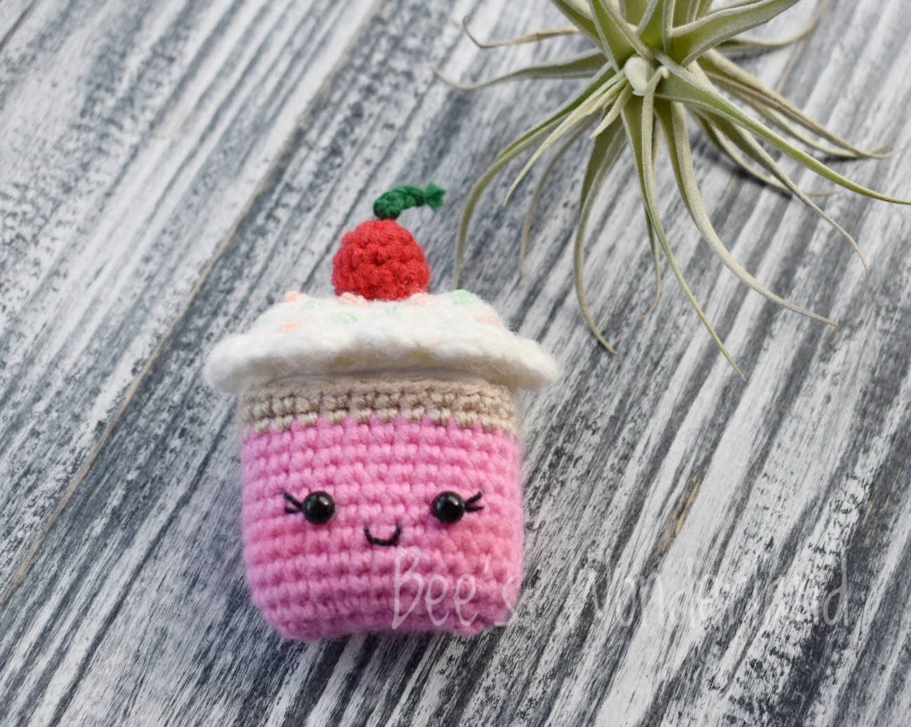 Kawaii Cupcake AirPod case, Crochet AirPod case, Handmade case, cute cartoon characters, stocking stuffers, pink AirPod case
