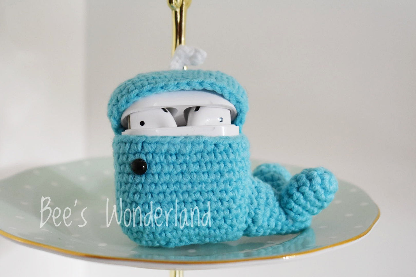 Whale AirPod case, Crochet AirPod case, Handmade case, cute cartoon characters, stocking stuffers, Blue Airpod case