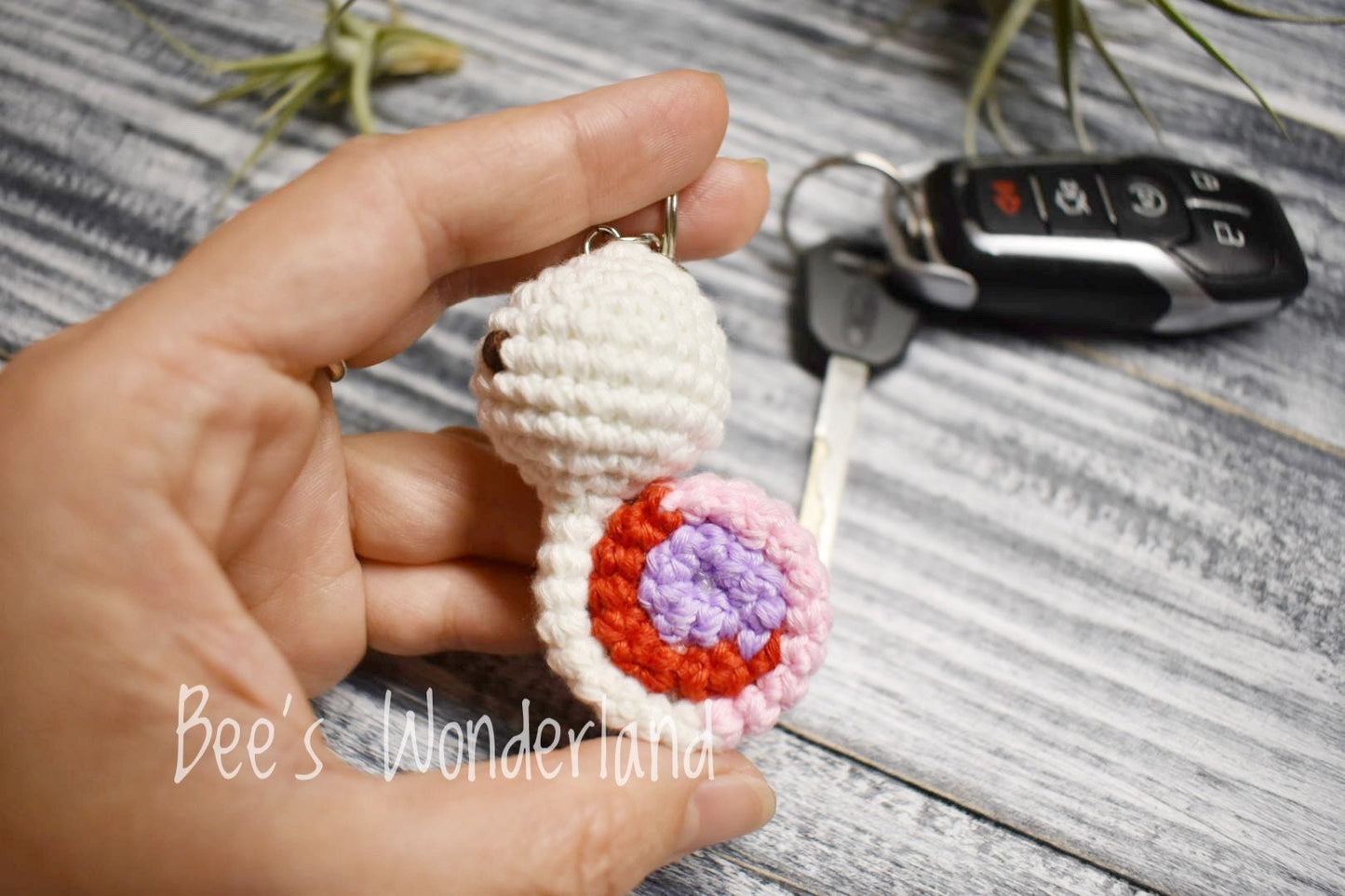 Snail crocheted keychain