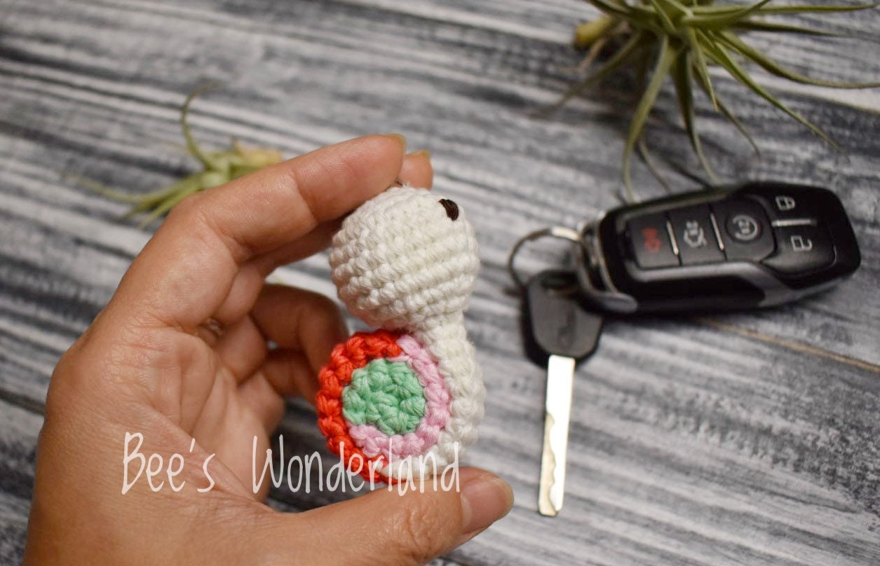 Snail crocheted keychain