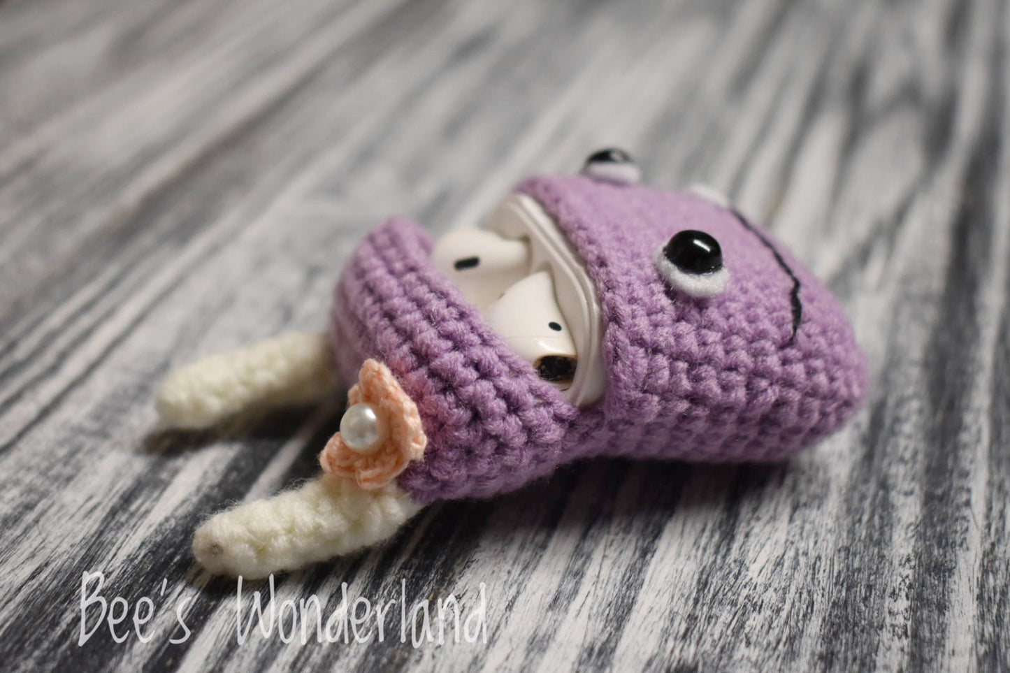 Monster Crochet, Crochet AirPod case, Handmade airpod case, stocking stuffers, Purple Airpod case, Kawaii Airpod case