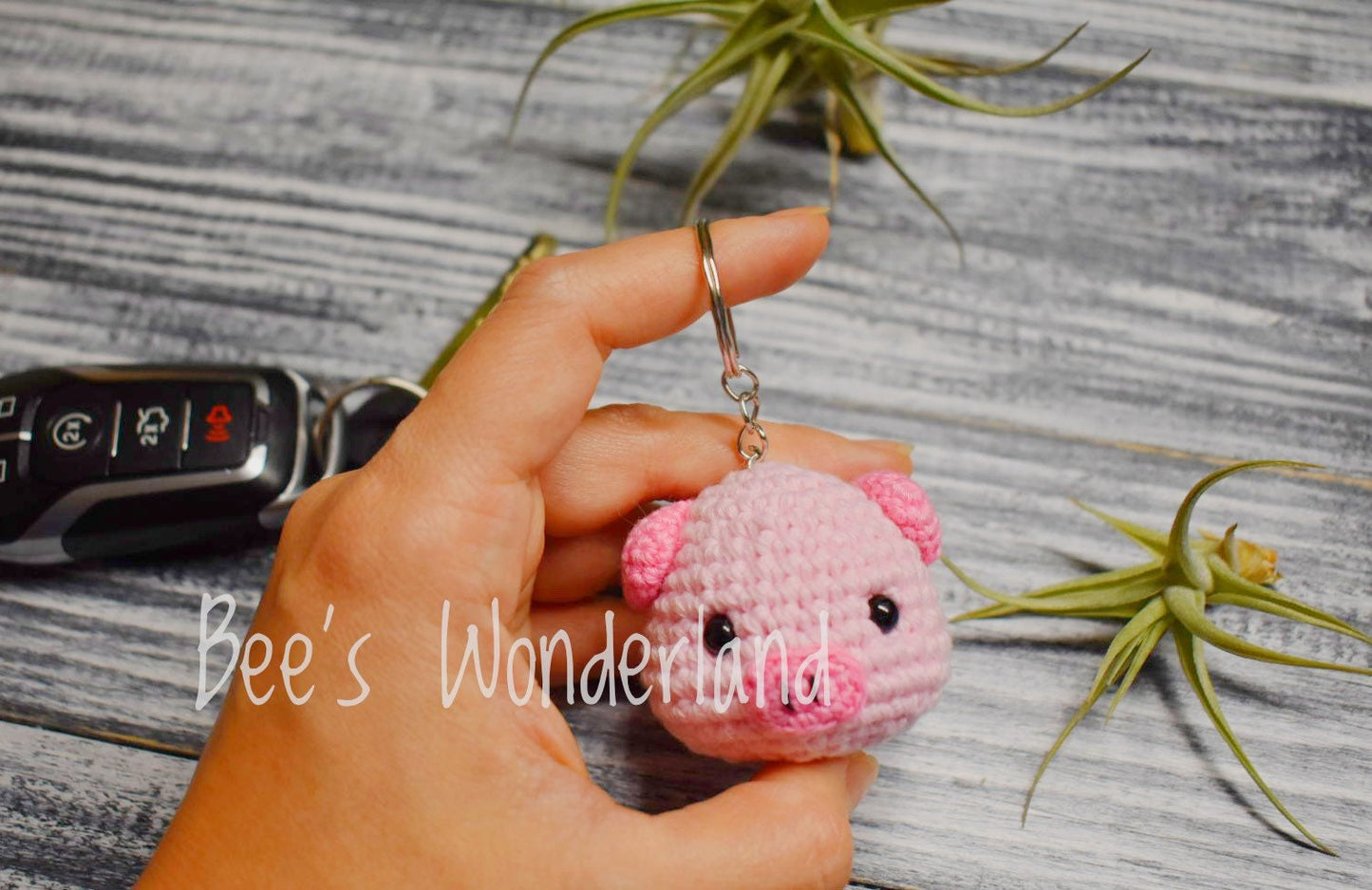 Piggy crocheted keychain