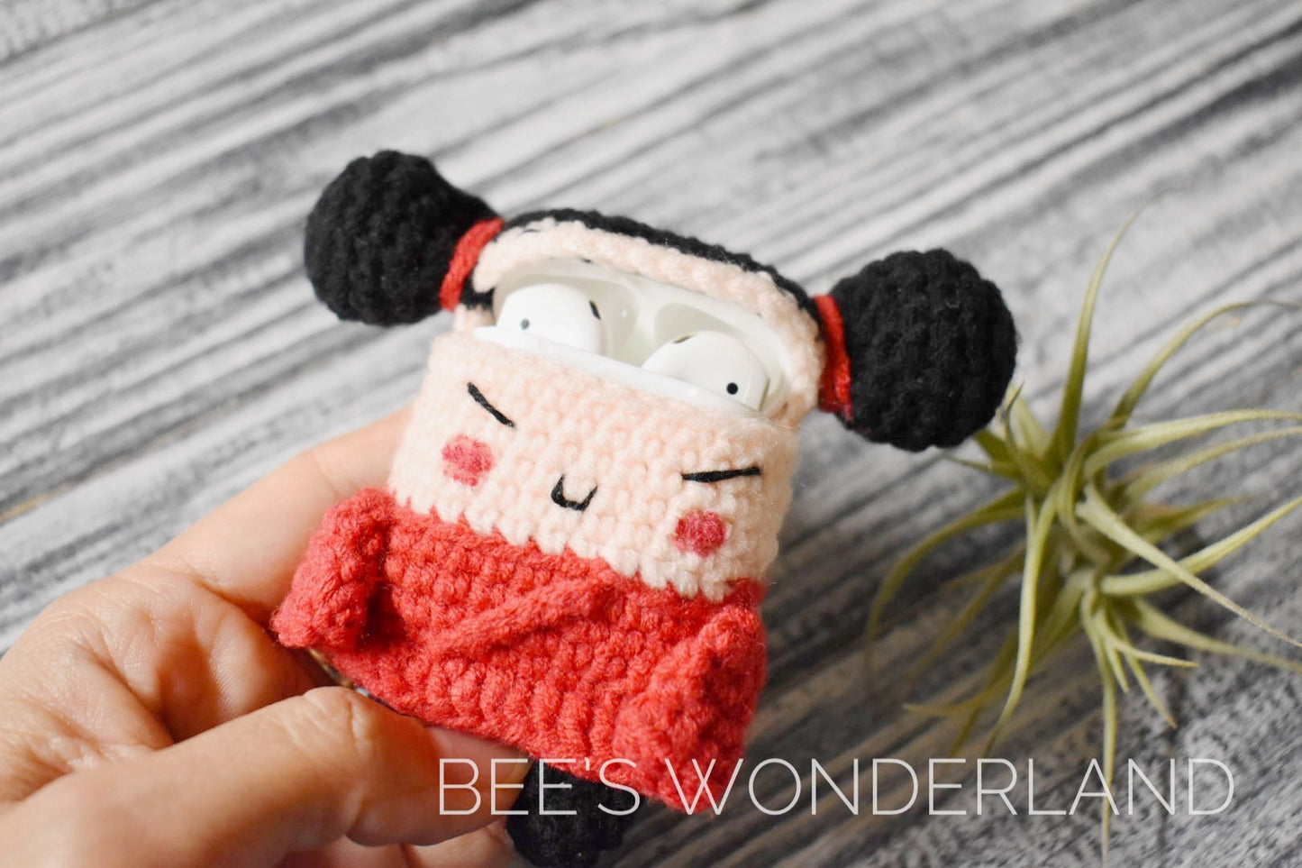 Pucca AirPod case, Crochet AirPod case, Handmade gifts , Crochet Pucca AirPod case, Valentine’s gift, gift for her, Asian girl airpod case