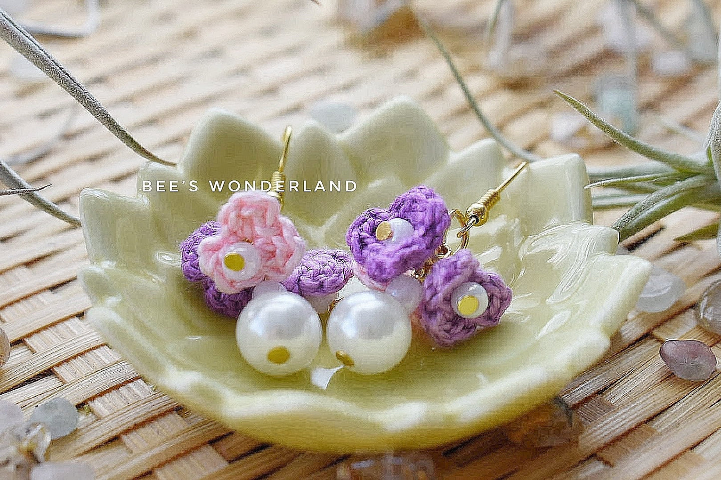 Purple flowers crocheted earrings, Handmade earrings, gifts for her, Valentineās Day gifts