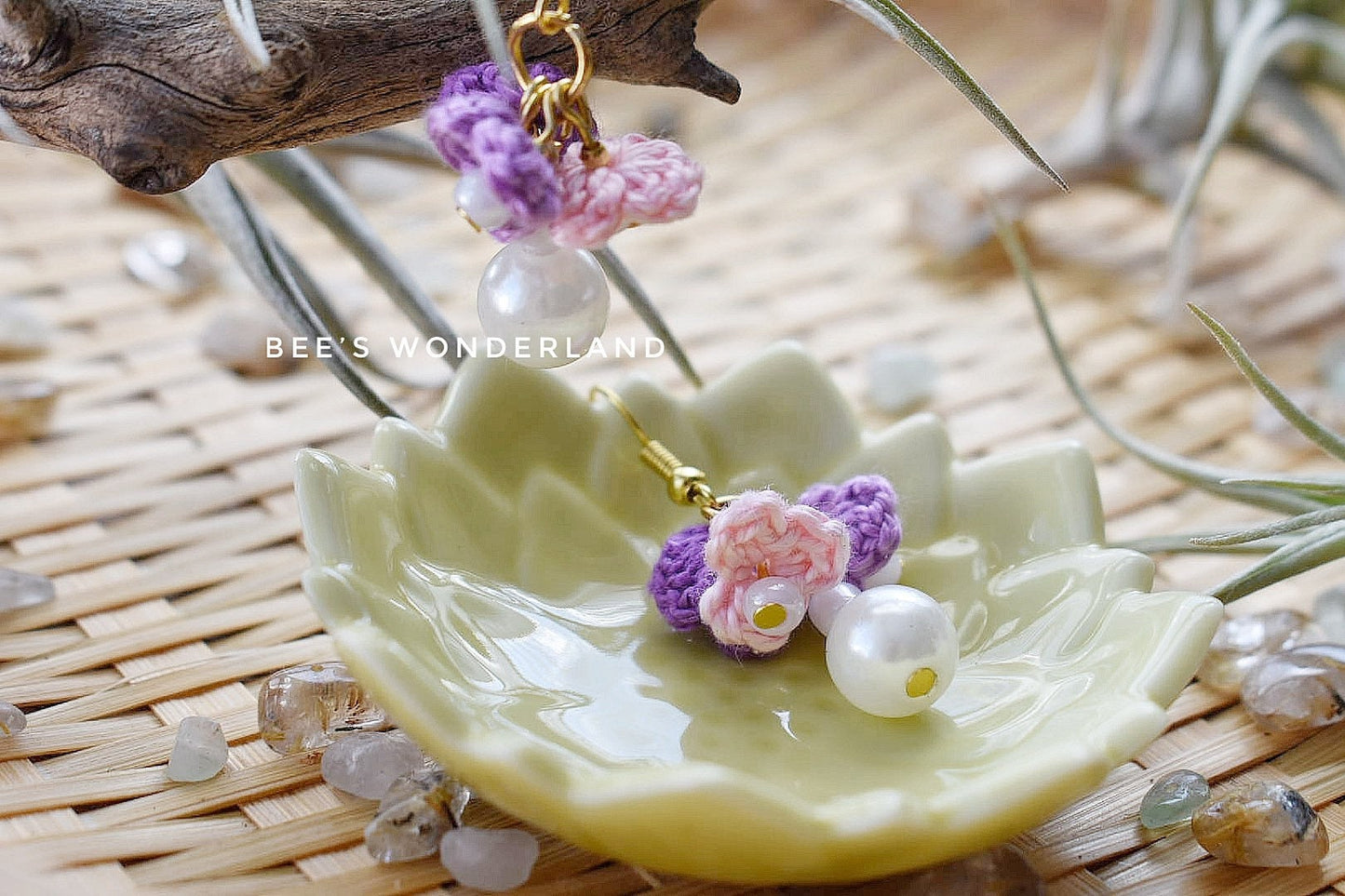 Purple flowers crocheted earrings, Handmade earrings, gifts for her, Valentineās Day gifts