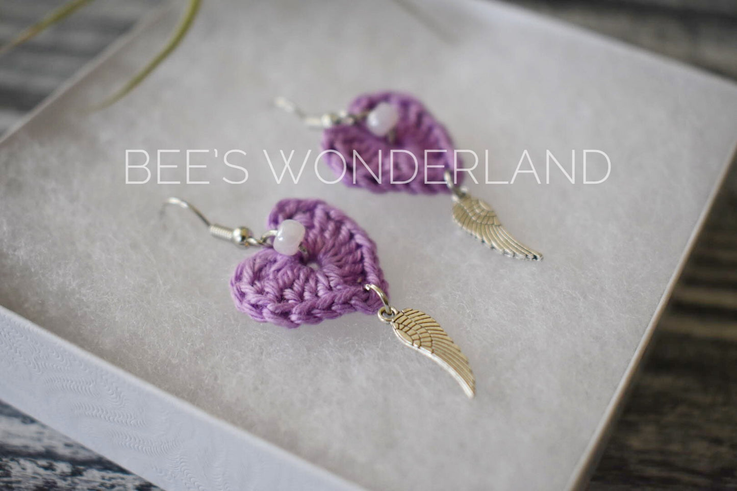 Crocheted heart earrings