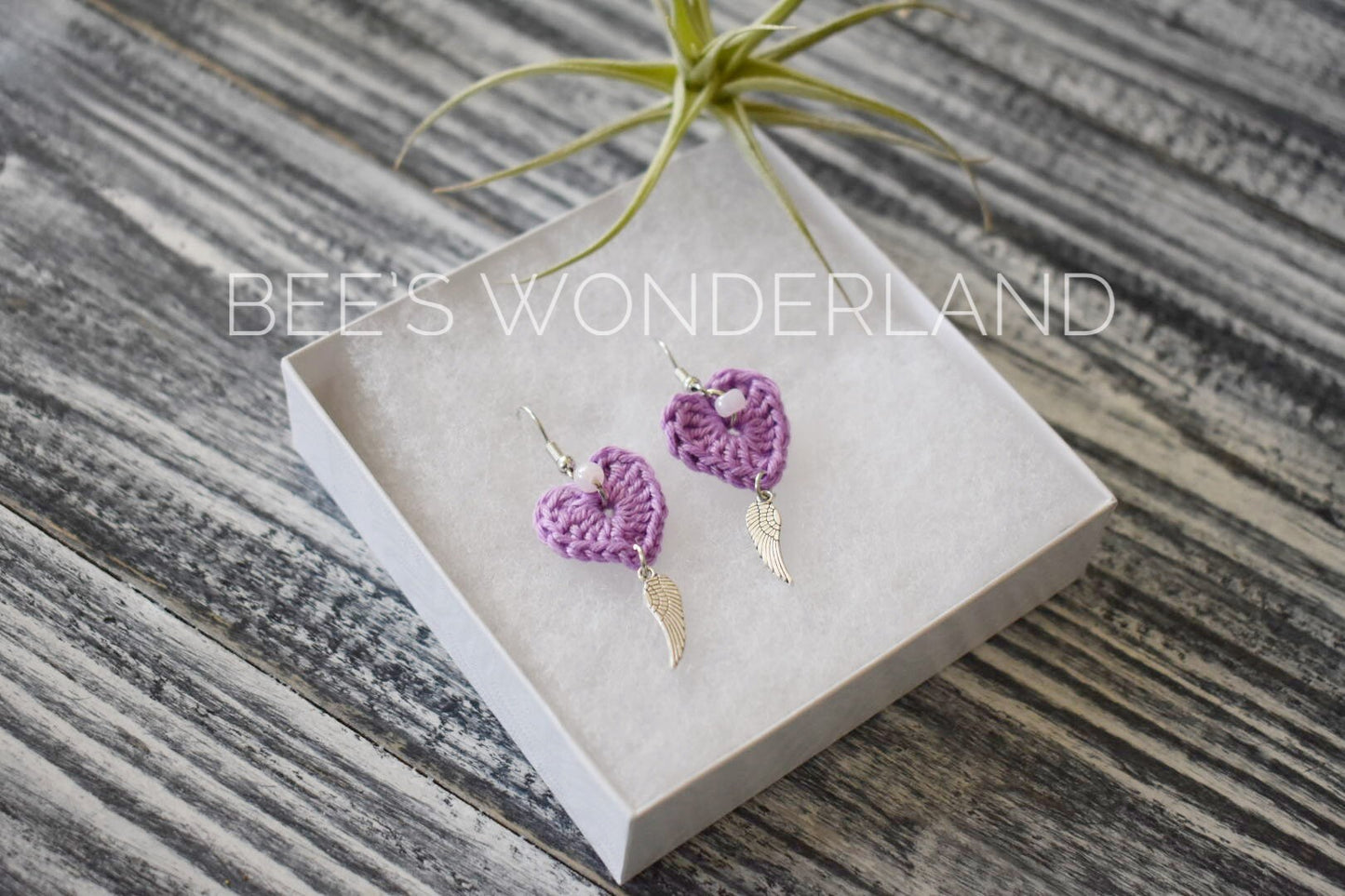 Crocheted heart earrings