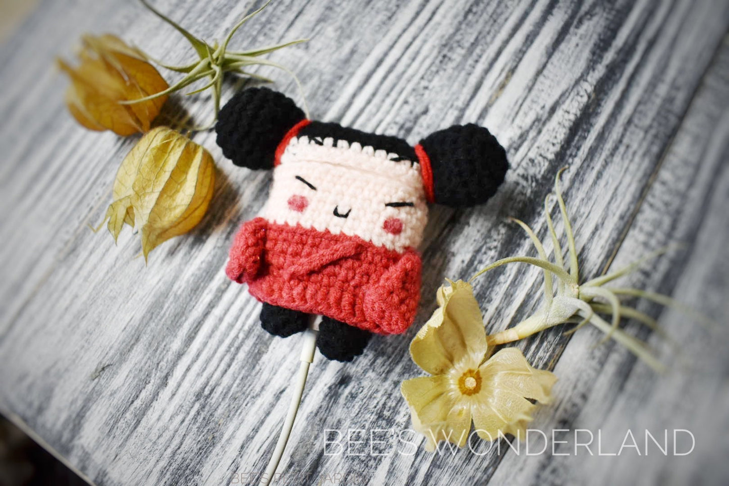 Pucca AirPod case, Crochet AirPod case, Handmade gifts , Crochet Pucca AirPod case, Valentine’s gift, gift for her, Asian girl airpod case