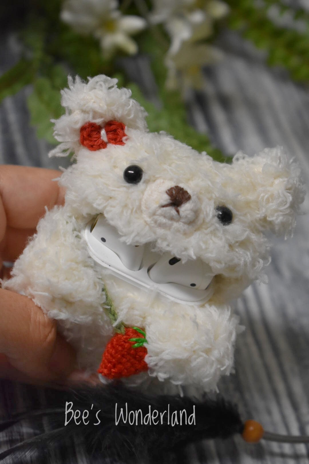 AirPod case, Crochet AirPod case, Handmade case, cute cartoon characters, stocking stuffers, Polar bear AirPod case, White Bear AirPods case
