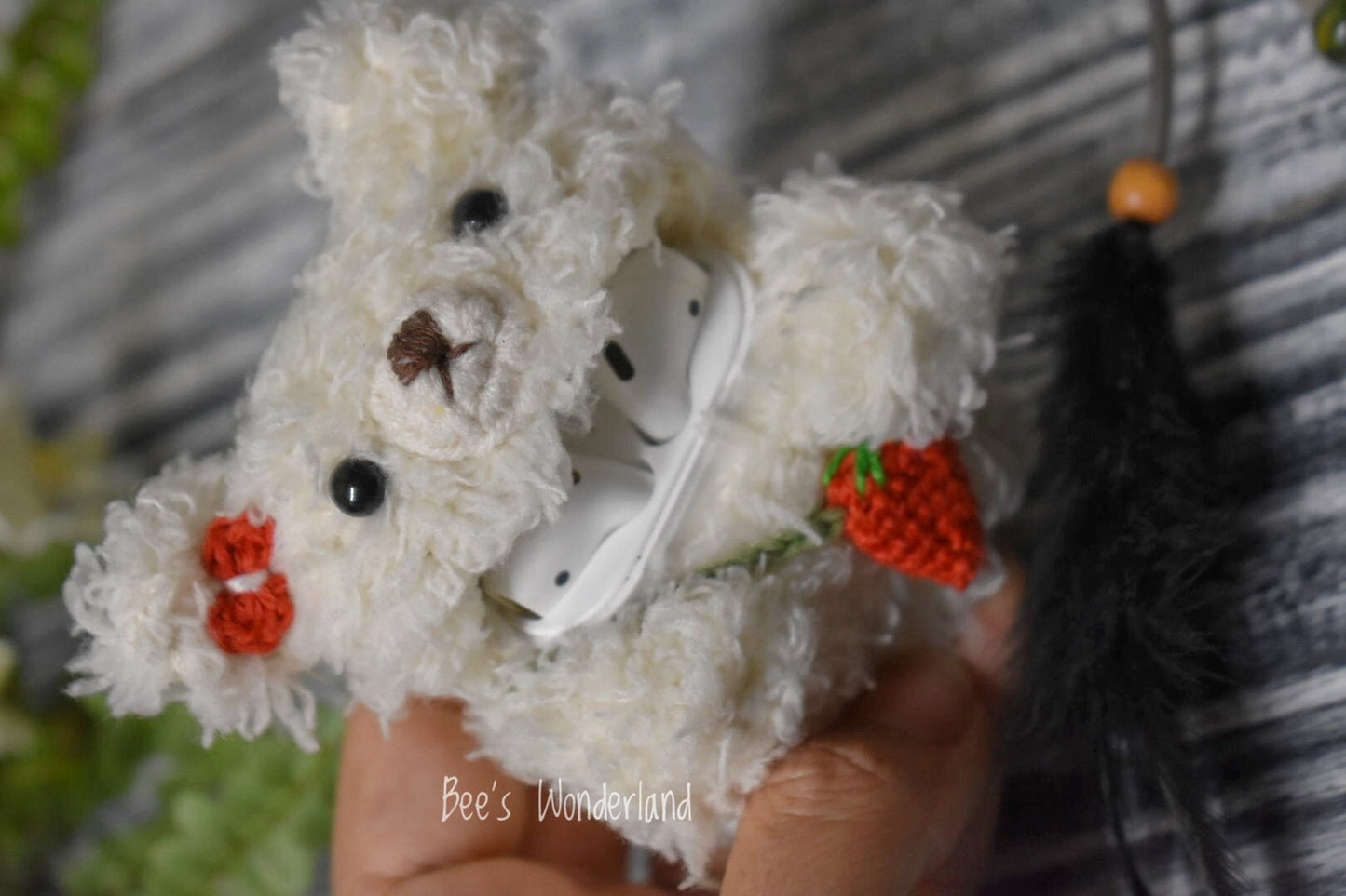 AirPod case, Crochet AirPod case, Handmade case, cute cartoon characters, stocking stuffers, Polar bear AirPod case, White Bear AirPods case