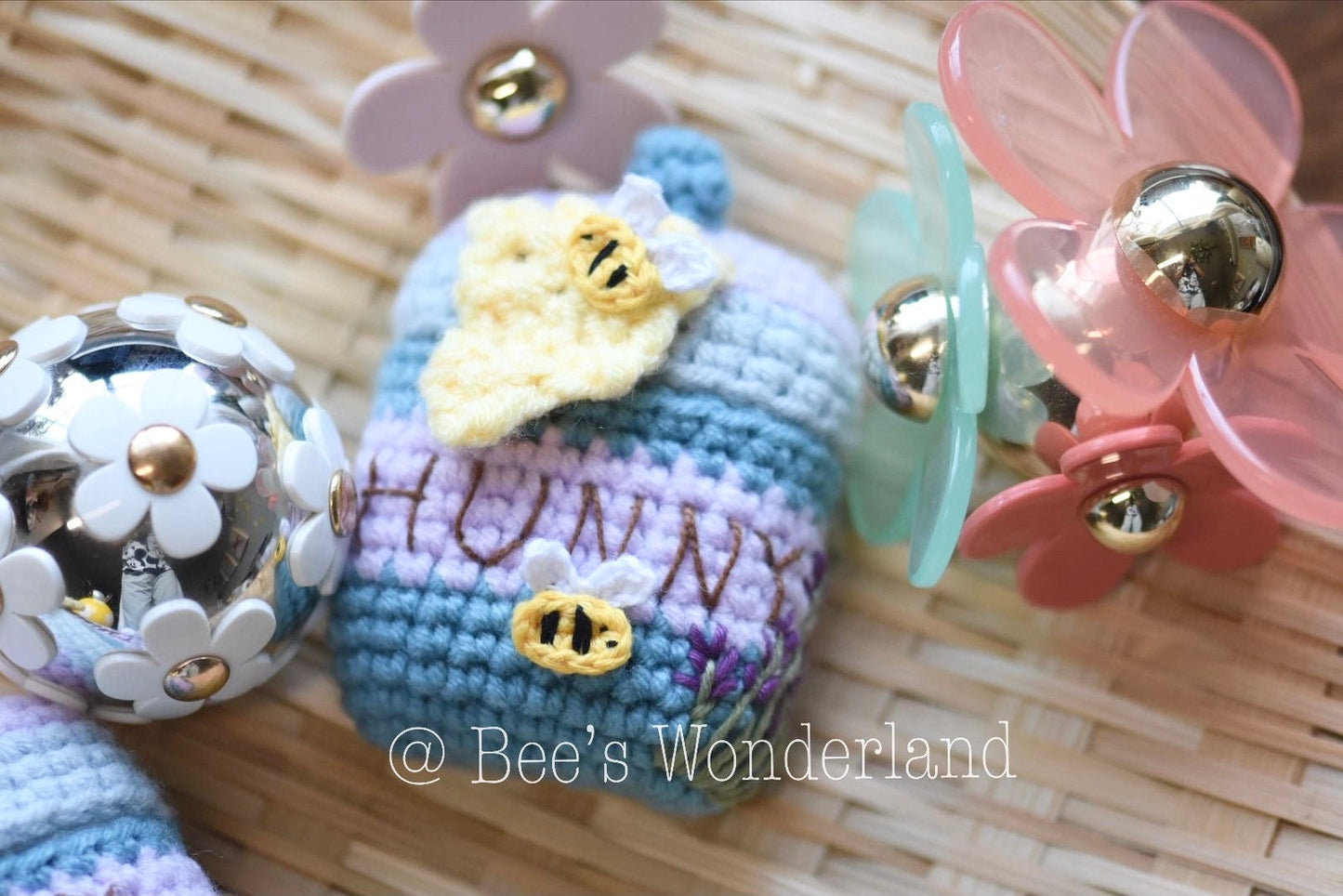 Hunny AirPods case, Crochet AirPod l, Handmade case,stocking stuffers, cute honey AirPod case, Valentine’s gift, gift for her/him