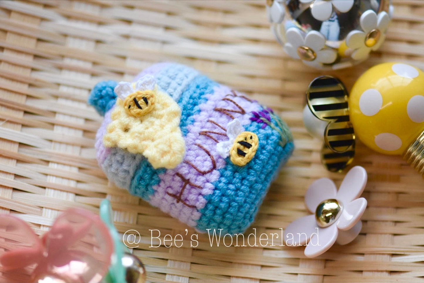 Hunny AirPods case, Crochet AirPod l, Handmade case,stocking stuffers, cute honey AirPod case, Valentine’s gift, gift for her/him