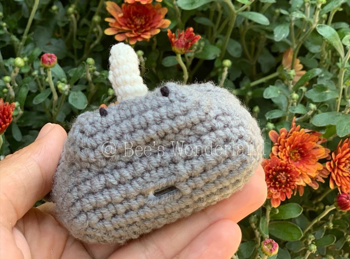 Crocheted Rhino AirPods case