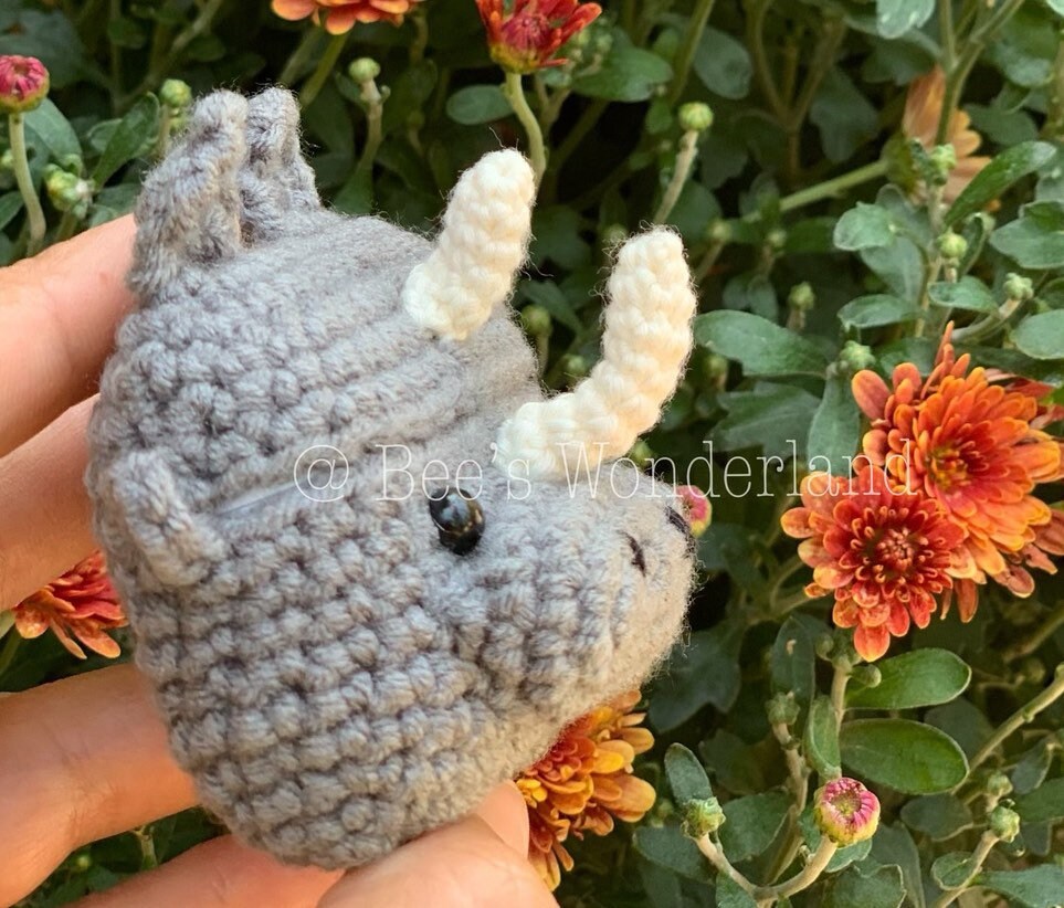 Crocheted Rhino AirPods case