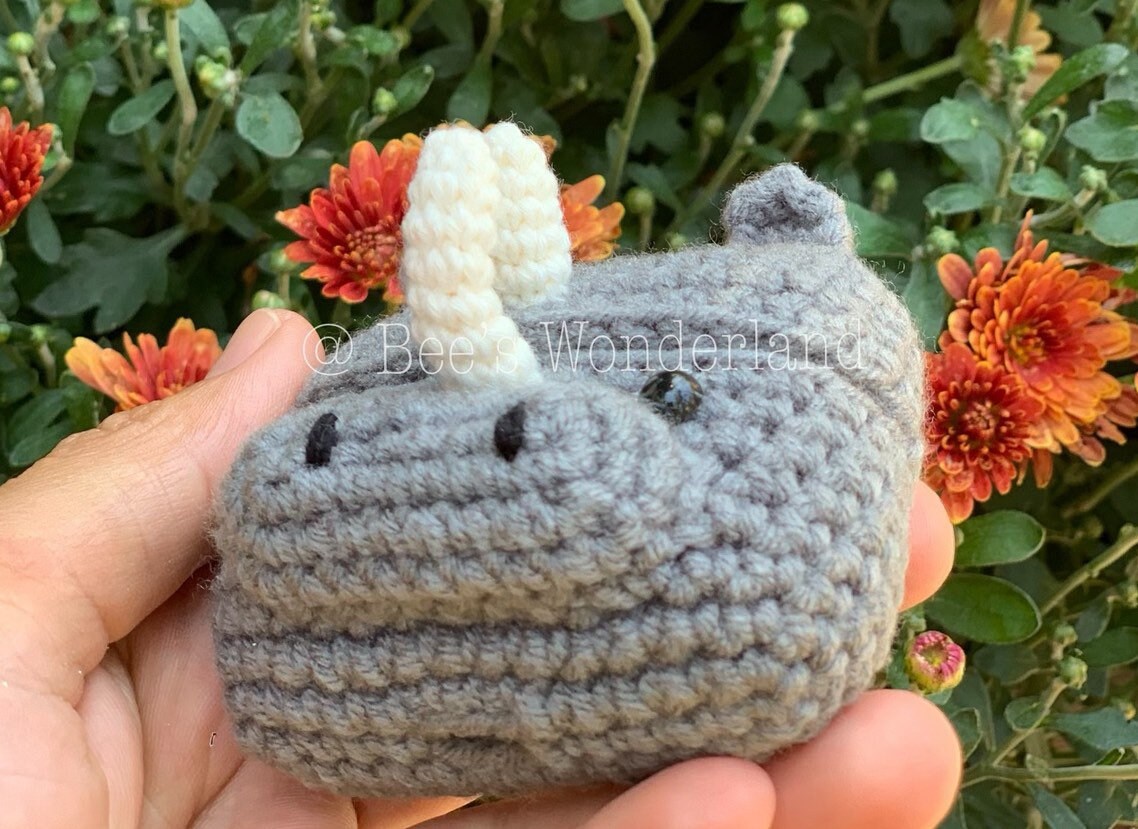 Crocheted Rhino AirPods case