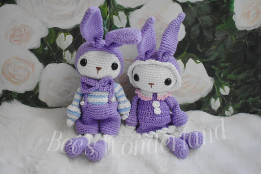 10 inches Crocheted purple Bunny