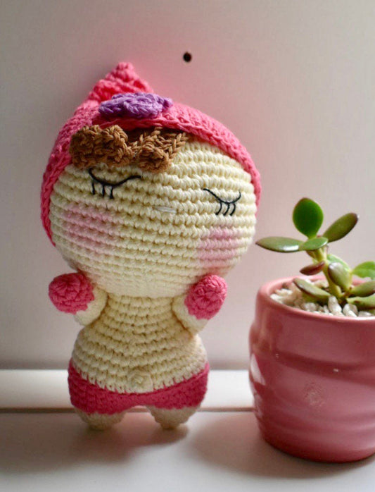 Crochet toy - Little crochet Hoki girl doll - Nursery gift