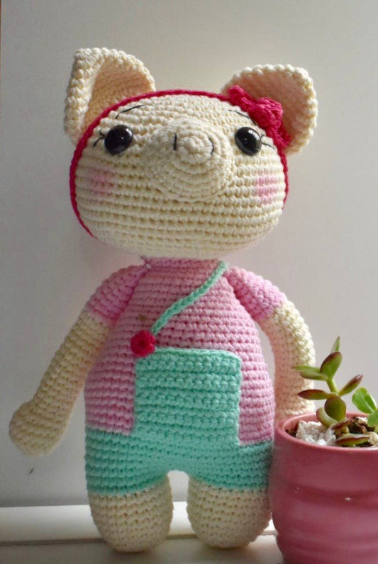 10 inches Crocheted Pig