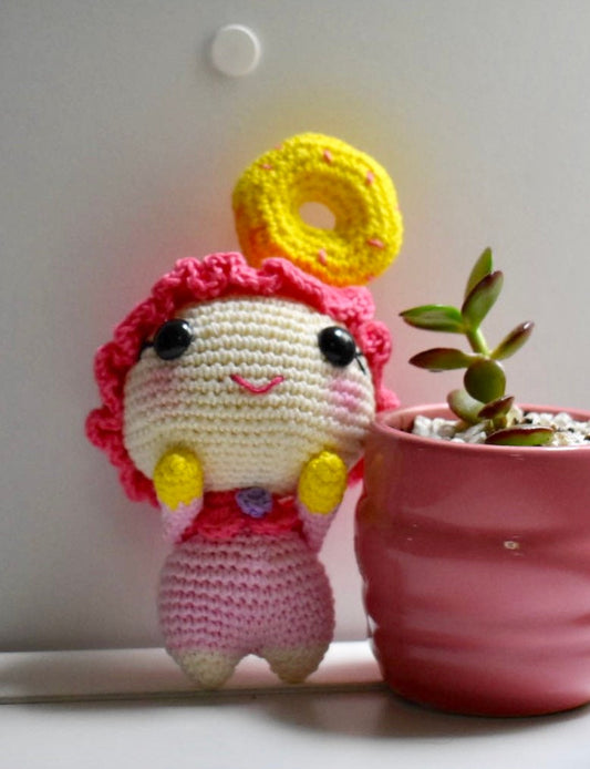 Crochet toy - Little crochet donut lover doll - Nursery gift