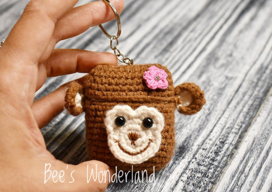 AirPod case, Crochet AirPod case, Handmade case, cute cartoon characters, stocking stuffers, Monkey AirPod case