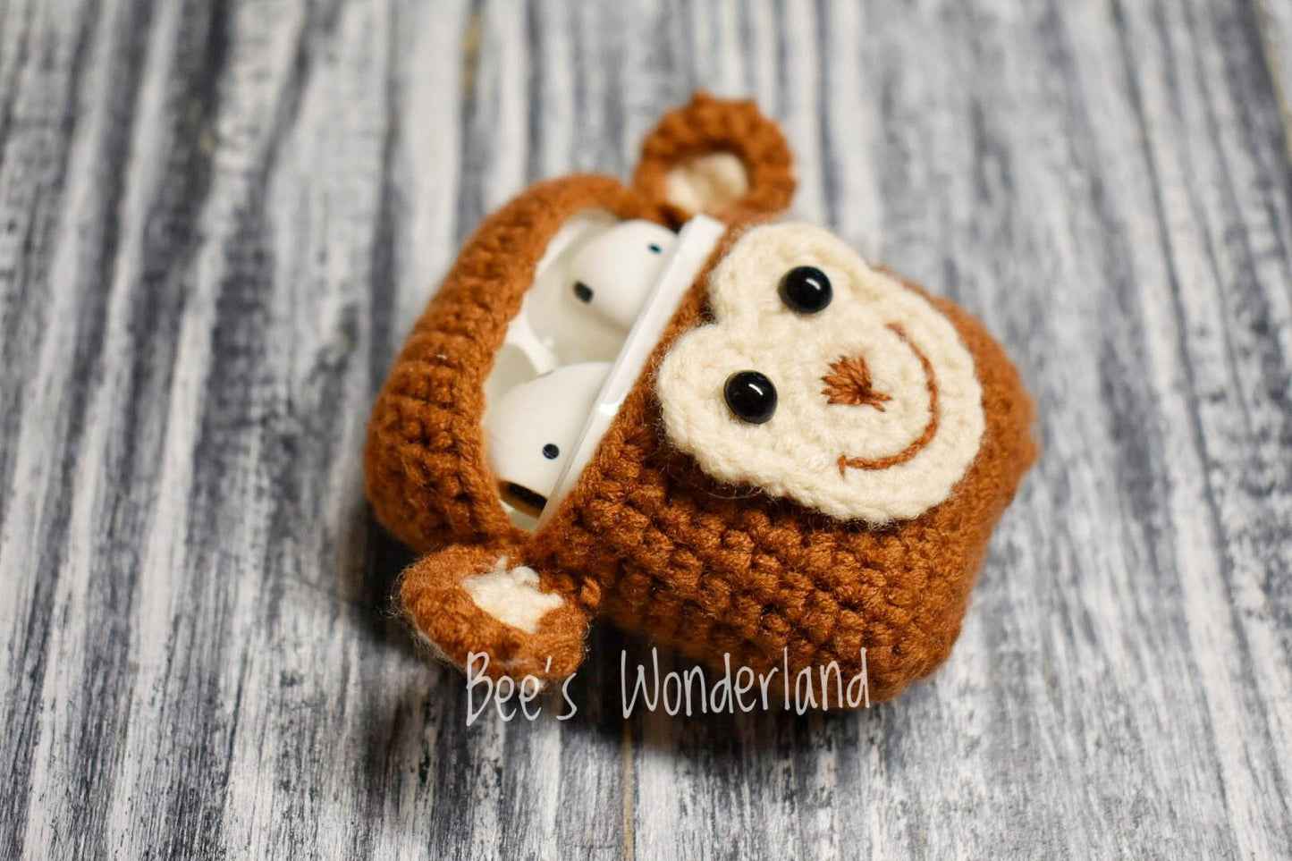 AirPod case, Crochet AirPod case, Handmade case, cute cartoon characters, stocking stuffers, Monkey AirPod case