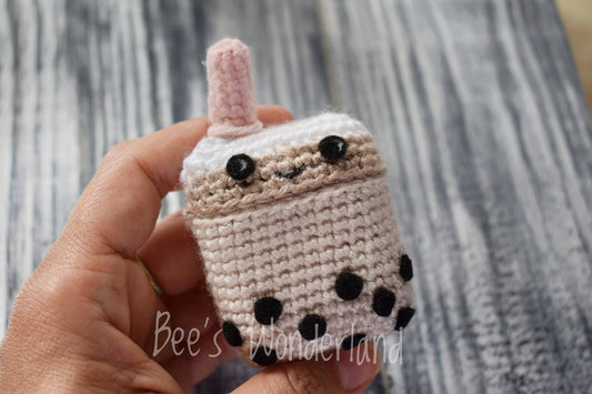 Milk tea AirPod case, Crochet AirPod case, Handmade case, cute cartoon characters, stocking stuffers, Boba AirPod case, Kawaii Airpod case