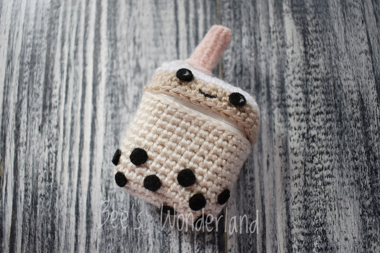 Milk tea AirPod case, Crochet AirPod case, Handmade case, cute cartoon characters, stocking stuffers, Boba AirPod case, Kawaii Airpod case