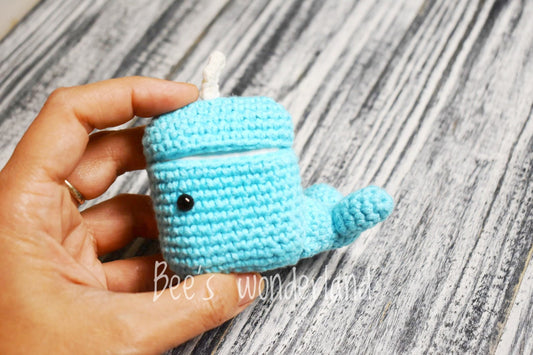 Whale AirPod case, Crochet AirPod case, Handmade case, cute cartoon characters, stocking stuffers, Blue Airpod case