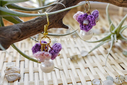 Purple flowers crocheted earrings, Handmade earrings, gifts for her, Valentine’s Day gifts