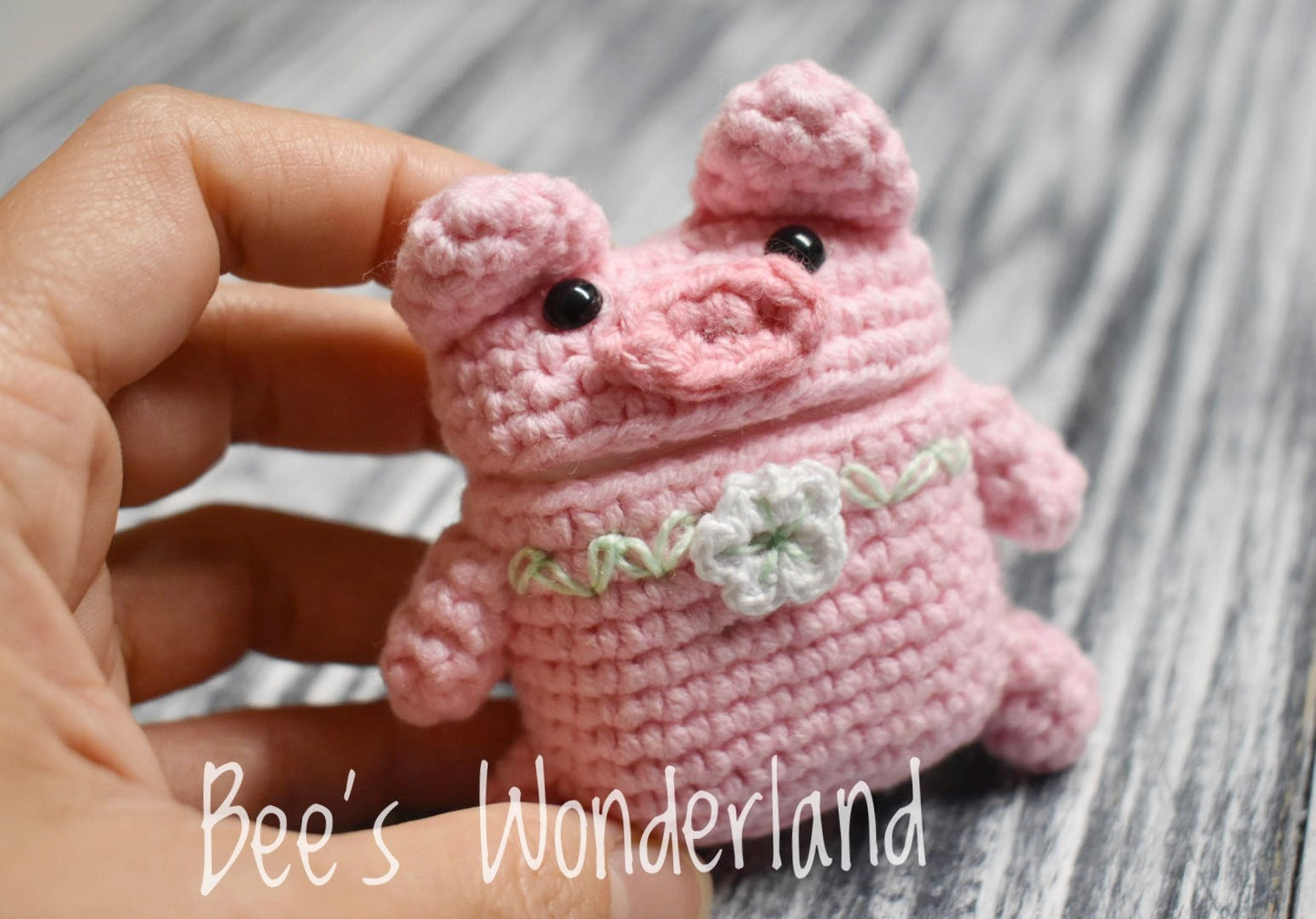AirPod case, Crochet Pig AirPod case, Handmade case, cute cartoon characters, stocking stuffers, pink AirPod case