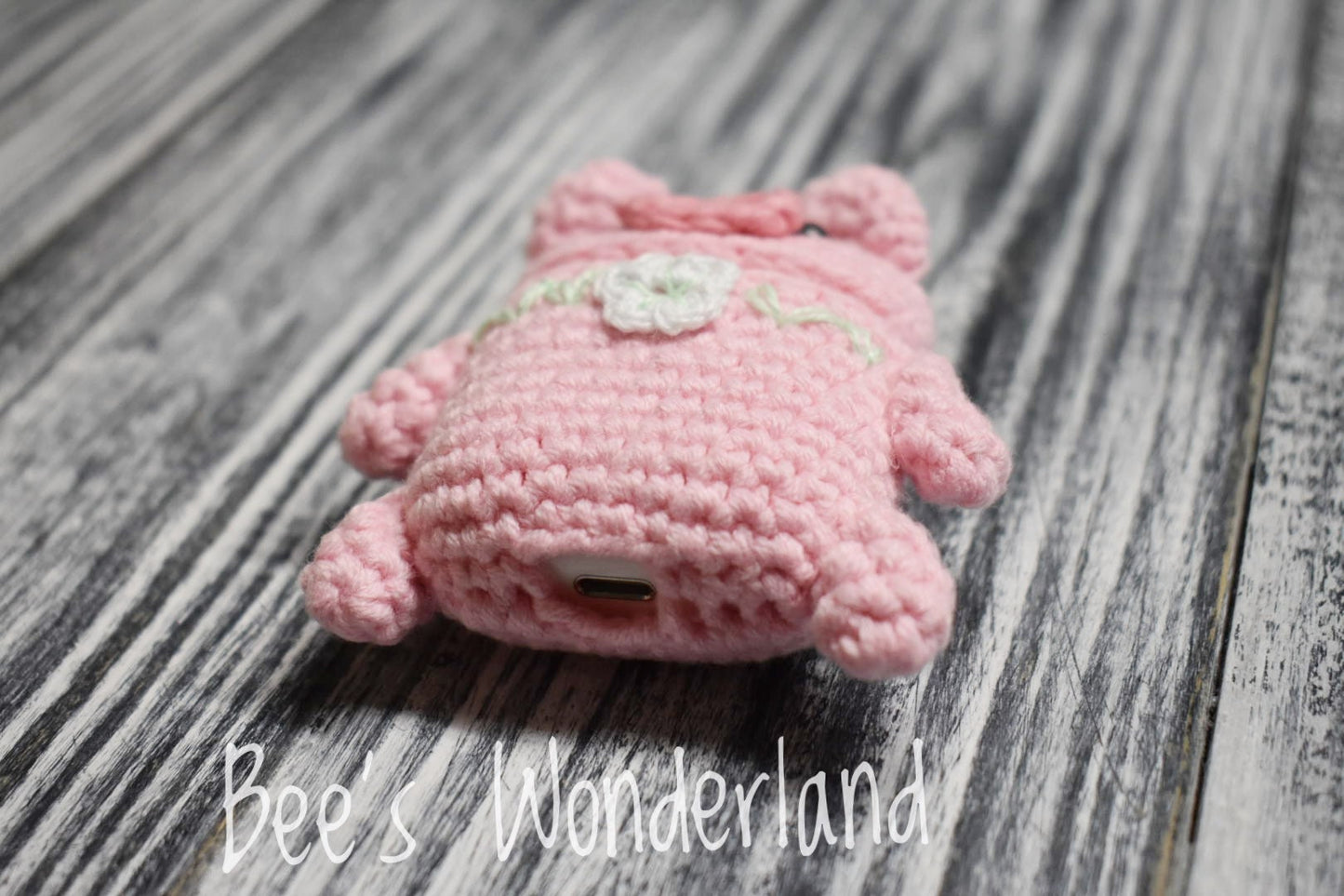 AirPod case, Crochet Pig AirPod case, Handmade case, cute cartoon characters, stocking stuffers, pink AirPod case