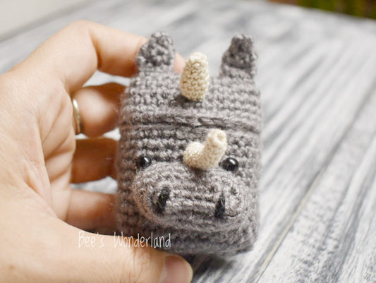 Crocheted Rhino AirPods case