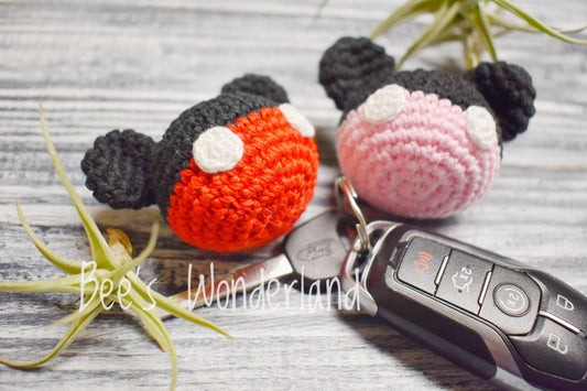 Crocheted Mickey/Minnie keychain