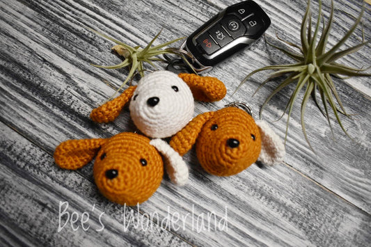 Puppy crocheted keychains