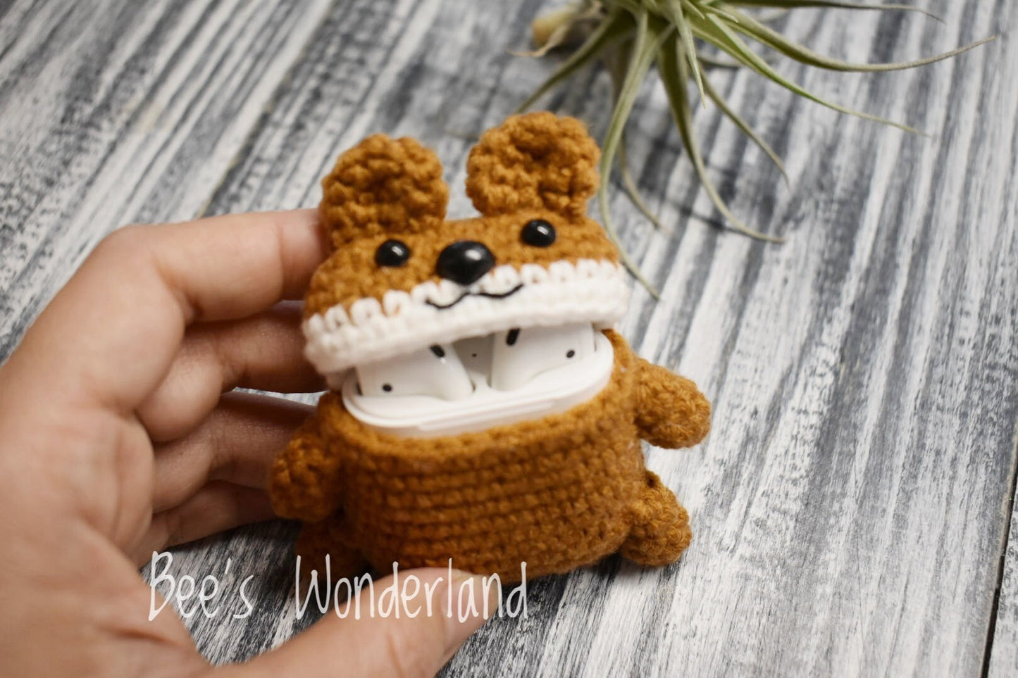 AirPod case, Crochet AirPod case, Handmade case, cute cartoon characters, stocking stuffers, Cute bear AirPod case, Woodland BearAirpod case