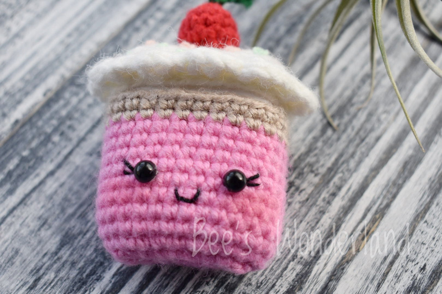 Kawaii Cupcake AirPod case, Crochet AirPod case, Handmade case, cute cartoon characters, stocking stuffers, pink AirPod case